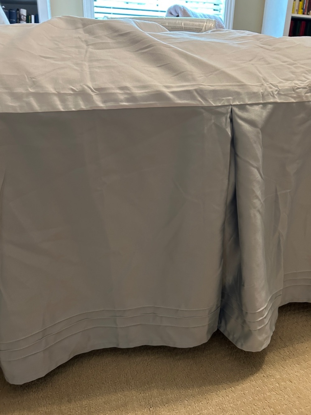 NWOT Tailored Light Gray Bed Skirt with Pleated Hem
